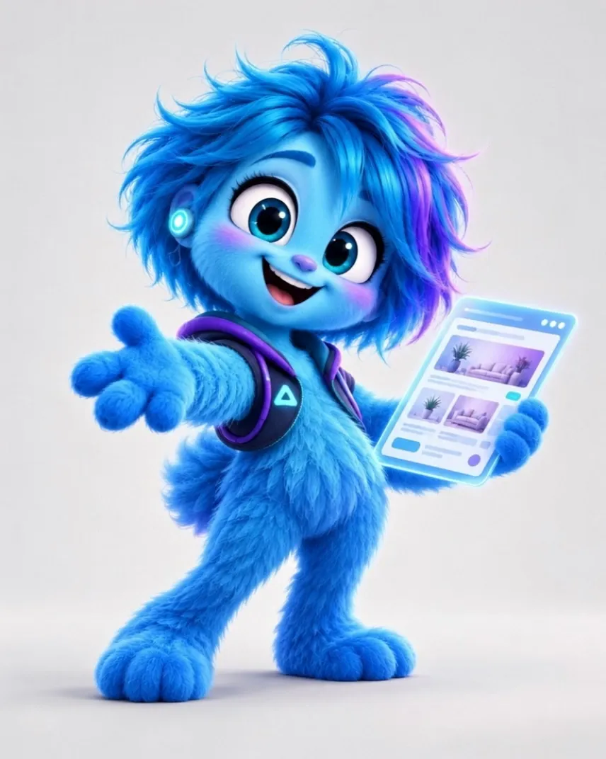 Lumi, the website and shopping agent, waving hello